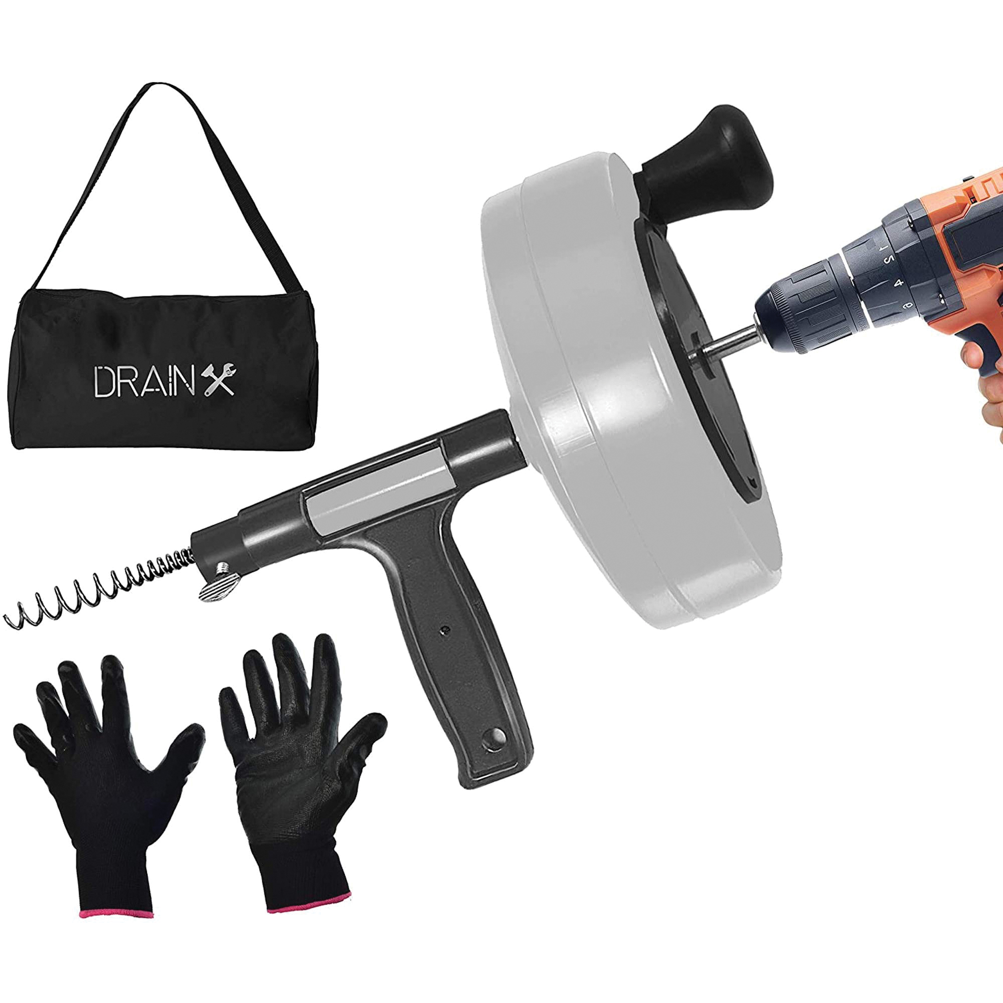 DrainX, Heavy-Duty Steel Pro Drum Drain Auger, 50ft., Color Family Multi, Model# EHX1-1019-B